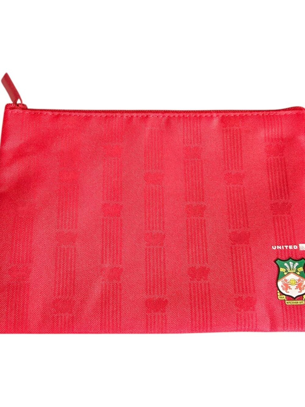 United Airlines Wrexham AFC Amenity Kit Zipper Pouch Red EMPTY 7.75" x 5.5"